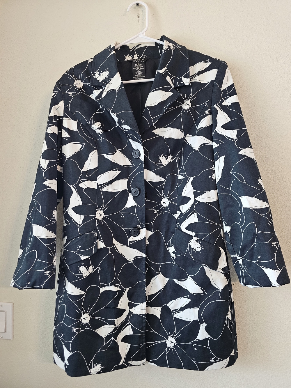 George Black and White Floral Blazer Jacket